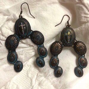 Womens Earrings Horseshoe Concho Western Hook Earrings